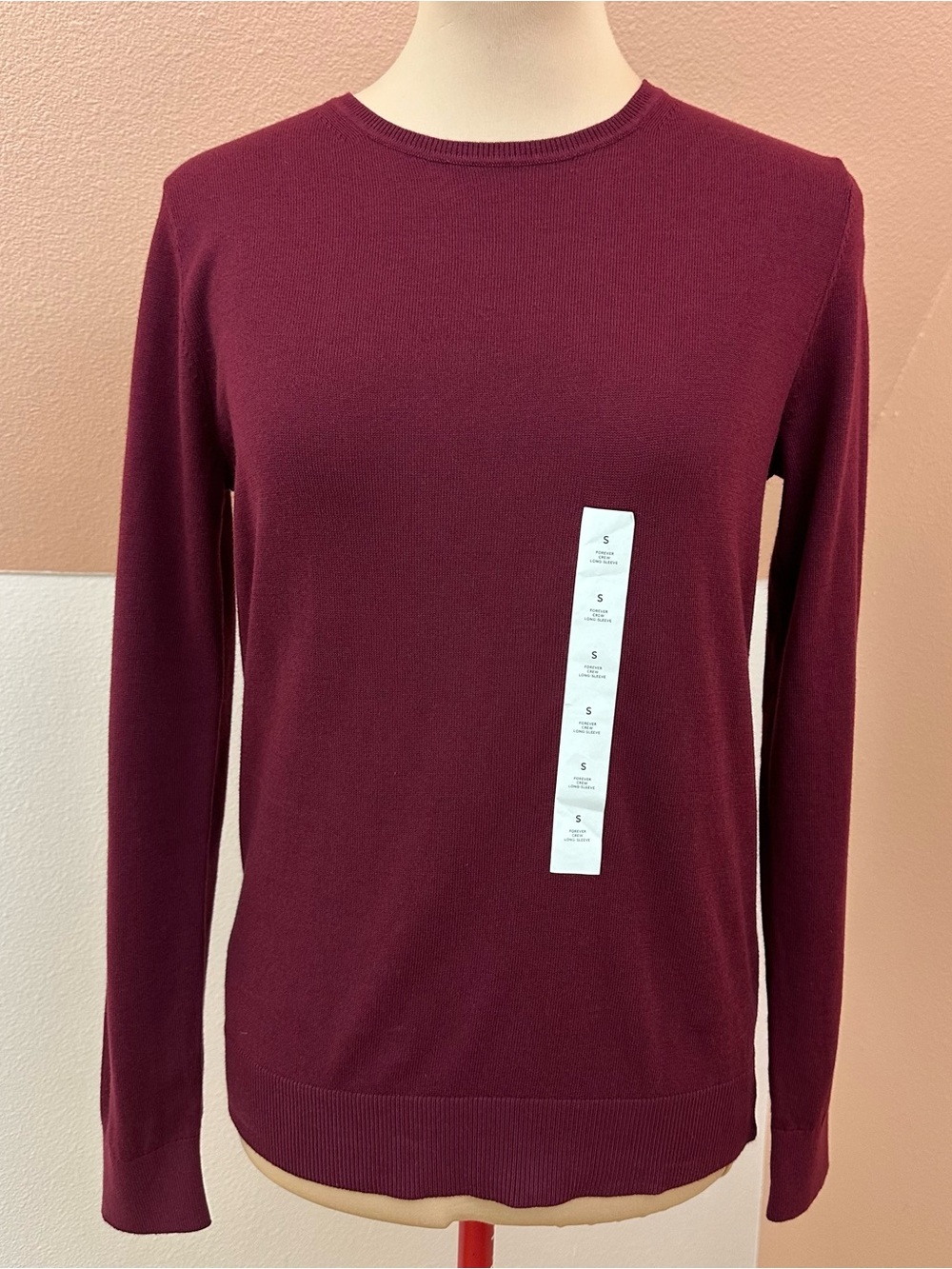 Banana Republic Forever Sweater Womens S Crewneck Burgundy Cotton Blend NWT